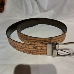 Tan Cork Belt with Silver Buckle